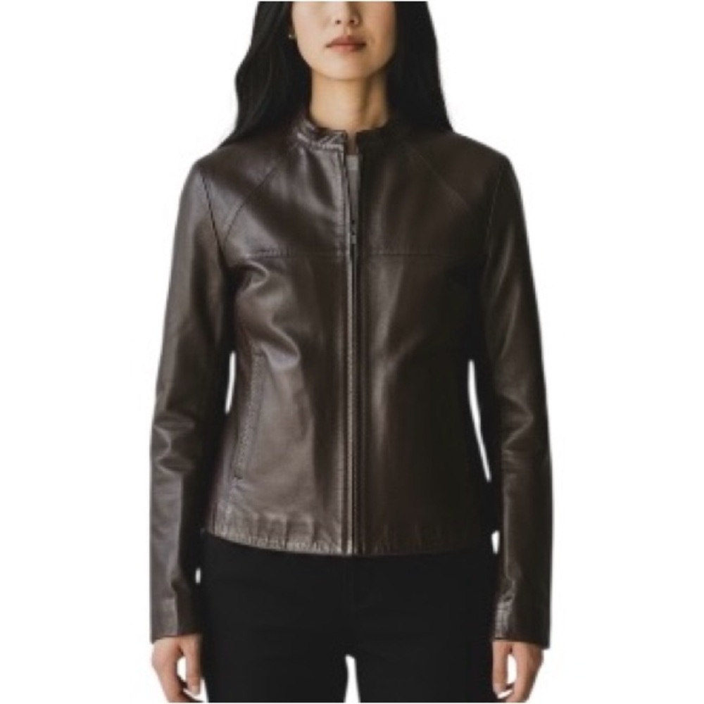 Nice Claup Tokyo Authentic Leather Chocolate Brown Jacket with Red Leather Tag L - Picture 1 of 8
